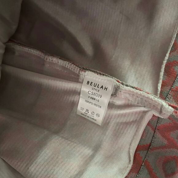 Beulah Style Pleated Tiers Elastic Mini Skirt Orange Silver Geometric Small - Picture 5 of 6